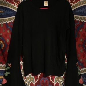Black Sweater with Floral Sleeves